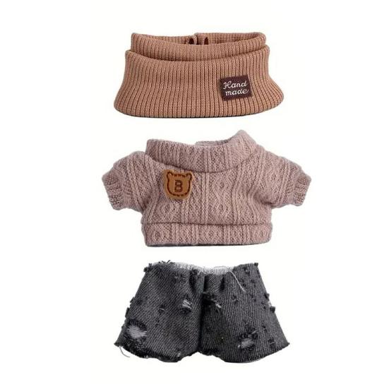 17cm Doll Clothes 3-Piece Hat Sweater Pants Sets Handmade Baby Doll Outfits Stylish Adorable Accessories for Doll Collectors