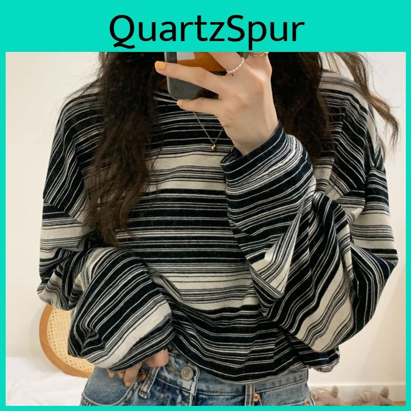 Sweatshirt Womens Thin Loose Long Sleeve Top Fashion Stripe Pullover