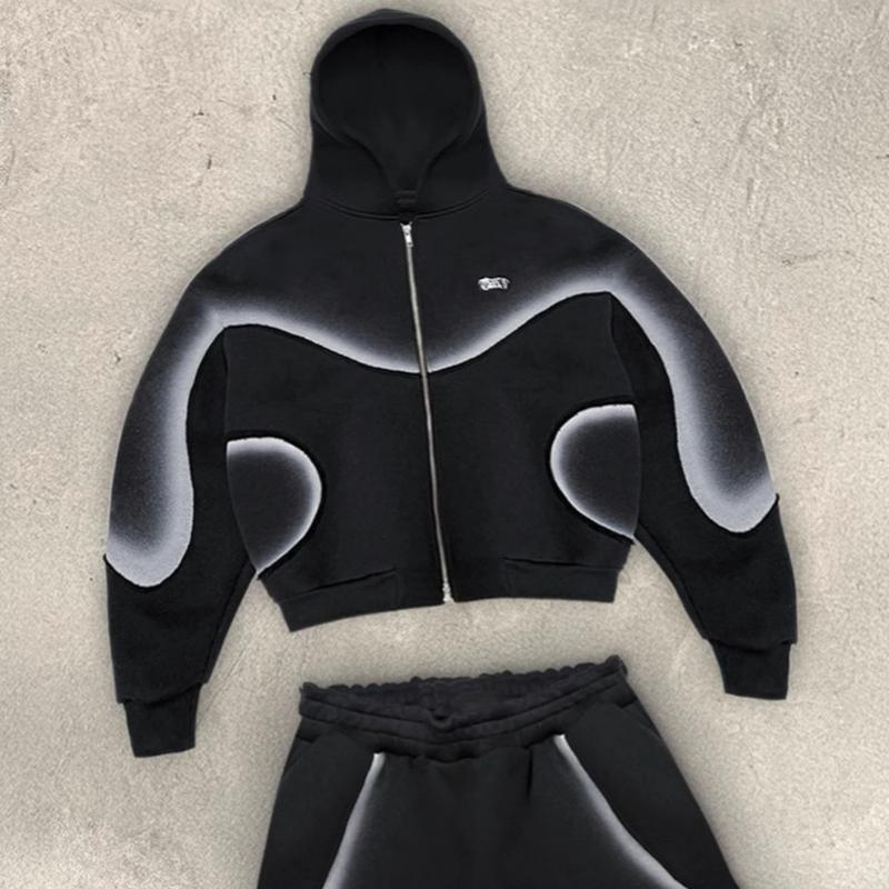 

Европейский и американский ретро градиент мужской и женский свободный и удобный дизайн хай-стрит кардиган с капюшоном S