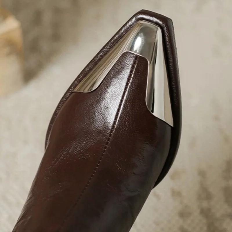 Fashion Women's Boots 2024 New Metal Pointed Toe Ankle Boots for Women Fashion Patent Leather Luxury Ladies Shoes Botas Mujer High Heels