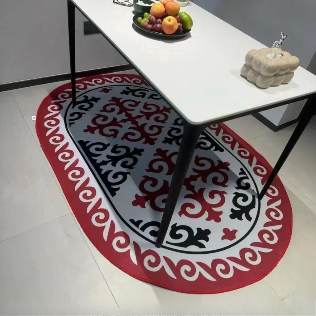 Ethnischer Stil Ovaler Teppich Wohnzimmer Dekoration Zuhause Kinderzimmer Teppiche Rutschfest Waschbar Bodenmatten Kurzer Samtteppich Salon