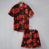 Men's Flamingo Striped Shirt 2-Piece Set Short Sleeve Shorts Lapel Tropical Fashion Hawaiian Casual Holiday Beach Set