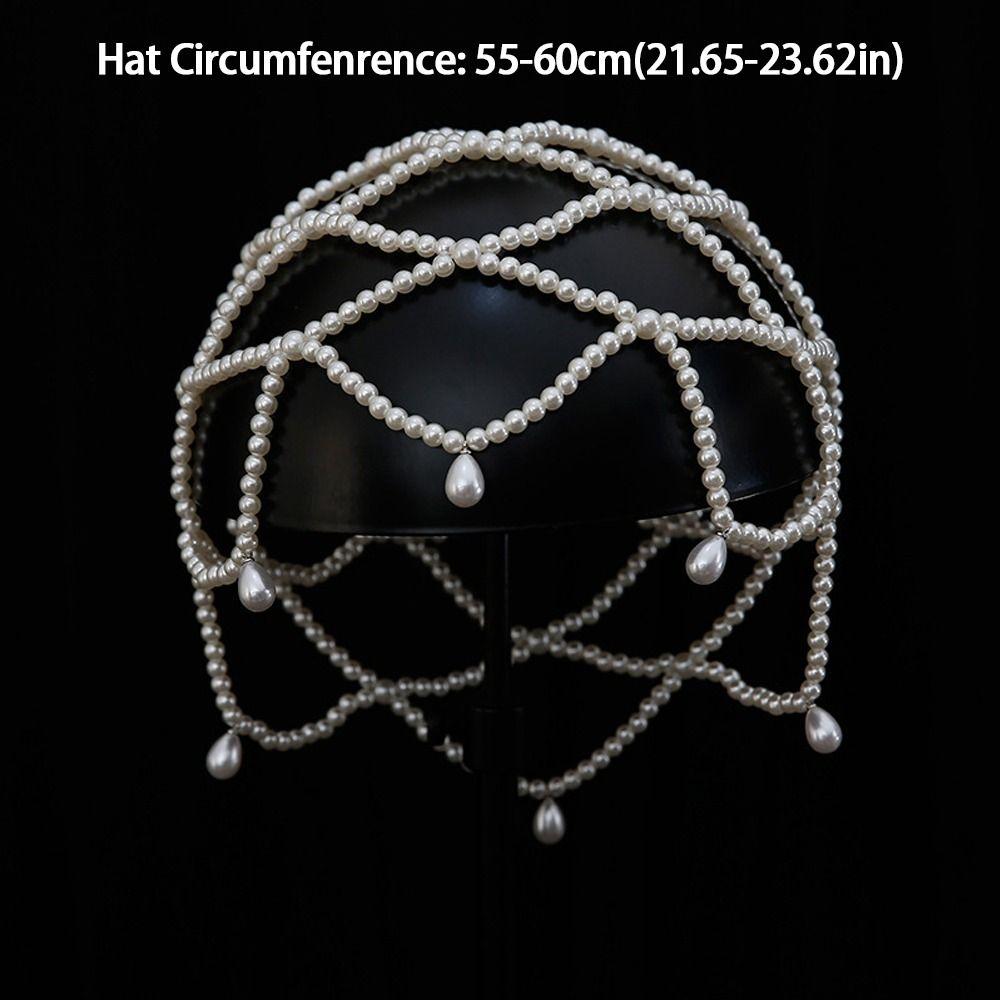 Pearl Beaded Headwear Tassel Bride Headpiece Fashion Pearls Weave Hat  Women