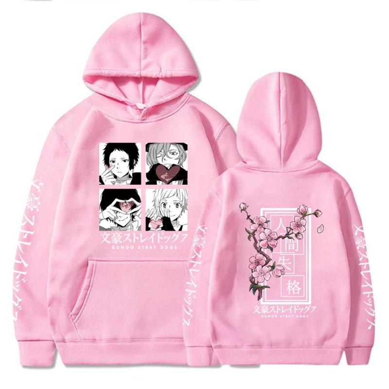 Японское Аниме Bungo Stray Dogs Толстовки Каваи Харадзюку Манга Графический Мультяшный Принт Уличная Одежда Толстовки Унисекс Мужские Пуловеры Топы L розовый