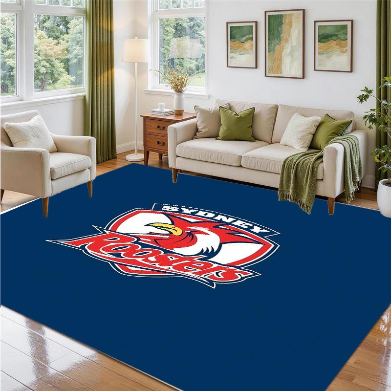 Sydney Roosters Design Crystal Velvet Rug Soft Decorative Mat for Bedroom Entrance