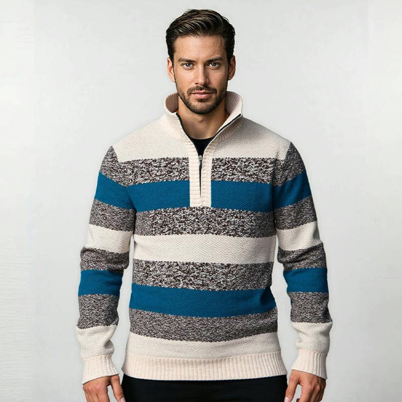 

Autumn and Winter New Trendy Men s Stand-up Collar Half-zipper Knitted Sweater with Casual Plush Thickened Sweater 3XL