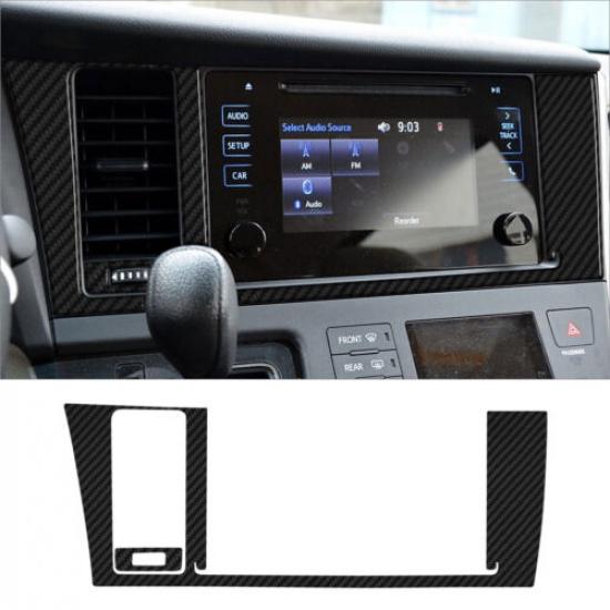 2Pcs Carbon Fiber Interior Radio Console Cover Trim For Toyota Sienna 2015-