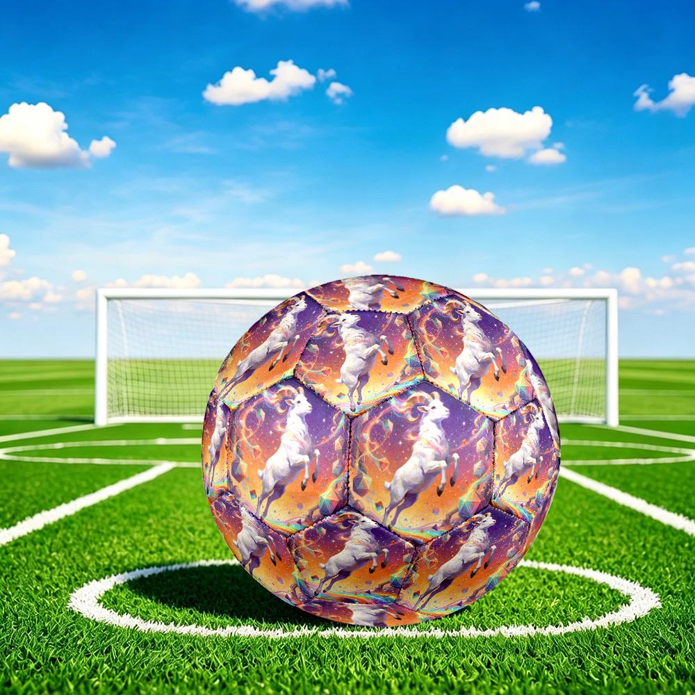 1pc Celestial Goat Journey Theme Soccer Ball Football, Size 5, Lightweight PVC, Durable Outdoor Training Soccer Ball, Gift M61465