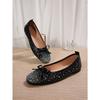 Bow Rhinestone Flat Lazy Shoes 2025 Autumn New Plus-size Pedal Beanie Shoe Woman