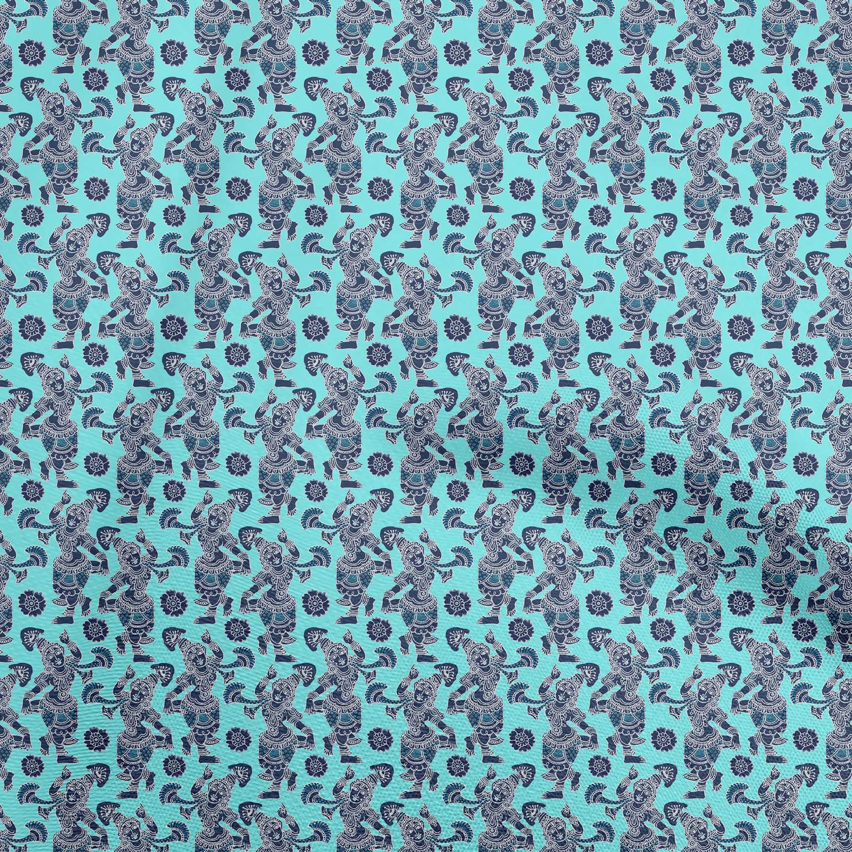 

oneOone Cotton Flex Dark Olive Green Fabric Kalamkari Kathakali Diy Clothing Quilting Fabric Print Fabric By Yard 40 Inch 42 Inch Wide - Viscose Chiffon бірюзовий колір синій