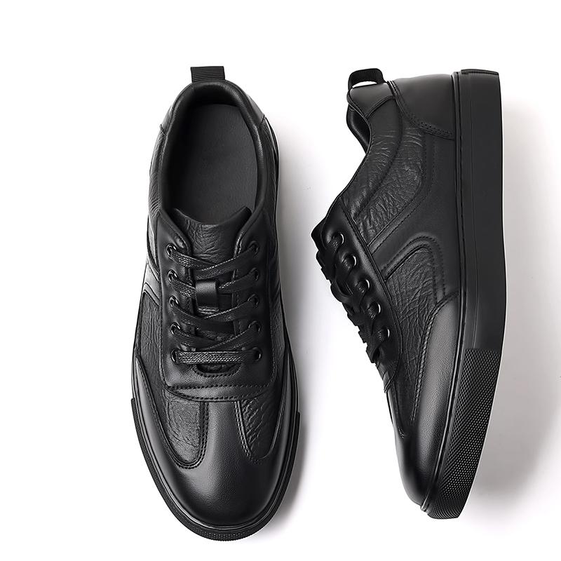 Fashion Versatile Men's Genuine Leather Shoes Black Walking Shoes Formal Business Shoe Comfortable All Day Wear Tenis Masculino Sneakers