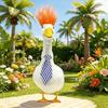 1 Set Porch Goose Outfit Orange Wig with Striped Necktie Funny Lawn Goose Costume Set for 23" or 17" Yard Goose Statue Garden Accessories