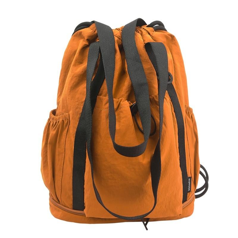 Travel And Hiking Solid Color Nylon Backpack With Drawstring Design