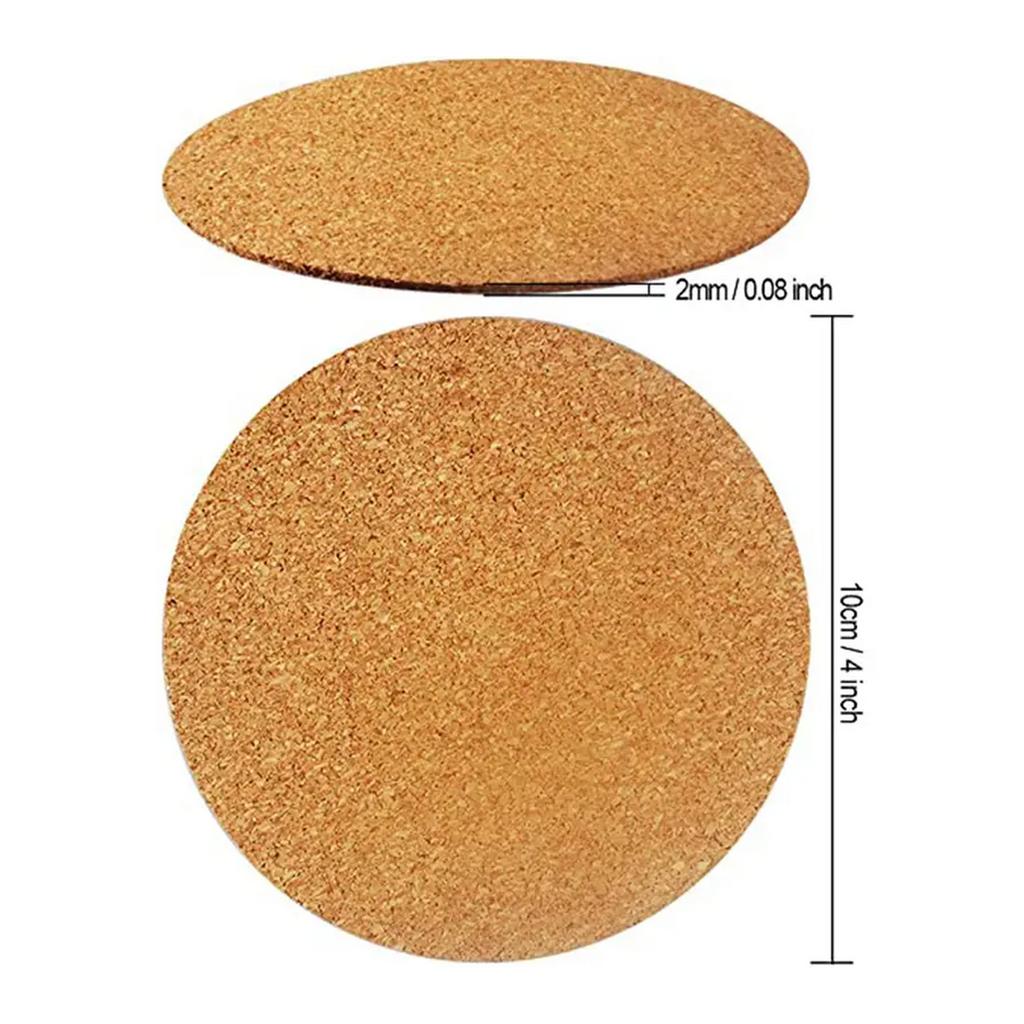 4inch Self-Adhesive Cork Coasters Round DIY Cork Circle Tiles Mat Sheets for Office And Home Strong Adhesive