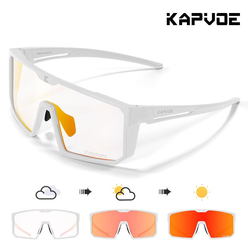 Kapvoe Shark KAPVOE Cycling photochromic sunglasses road bike outdoor sports mountaineering windproof goggles TK232-PH-RE-1L-04