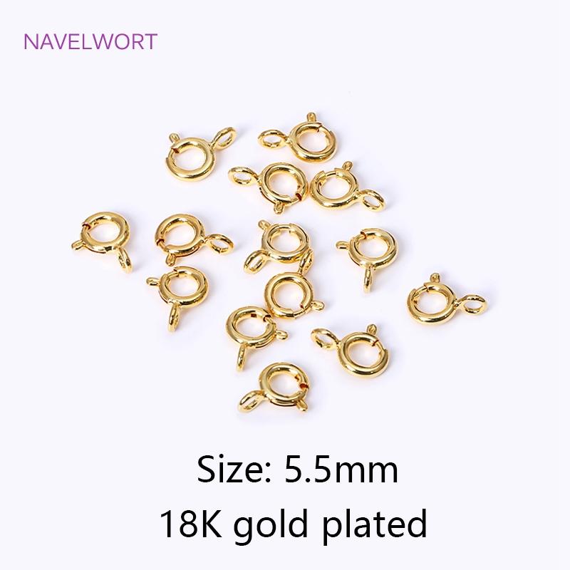 Brass 5/5.5/6/7mm 18K Gold Plated Round Claw Spring Clasp For Bracelet,Clasp For Jewelry Making,DIY Jewelry  Material Wholesale