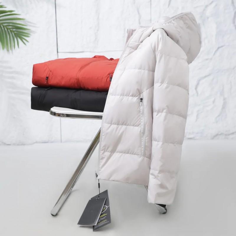 Mens Lightweight Down Jacket 90% White Duck Graphene Heating Windproof Winter Hooded Coat Outdoor Skiing