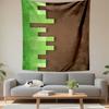 Green Pixelated Pattern On Brown Background Patterned Tapestry Decorative Wall Hanging, Home Bedroom Living Room Decor