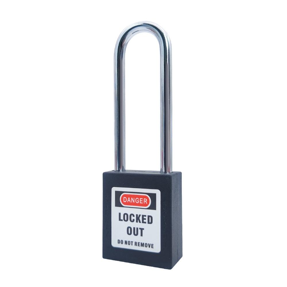 76mm Red Nylon Long Shackle Key Operated Durable Safety Padlock Lockout Tagout Security OSHA Loto Locks OEM Supplier (Black,Nylon shackle&KD) чёрный