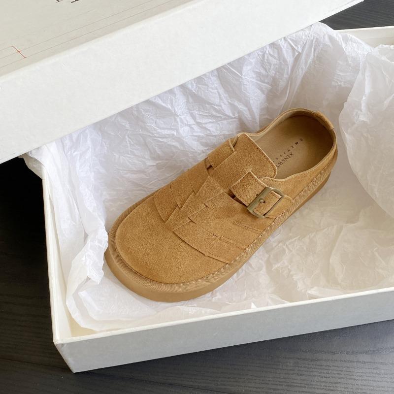 Baotou half slippers women's outer wear autumn new versatile trendy non-slip thick-bottomed casual muffin