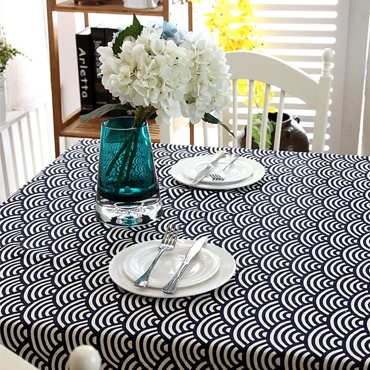 Japanese Zakka Polyester Cotton Tablecloth, Wavy Lace Edge Coffee Table Tablecloth Table Cloth 90X90CM