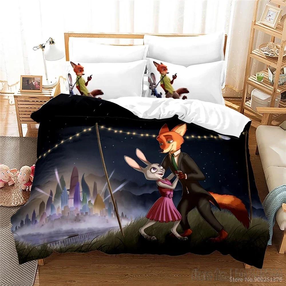 Cartoon Zootopia Zootropolis 3d Printed Duvet Cover Set HD Comforter Cover Bedclothes for Kids Bedding Sets Bedroom Decor