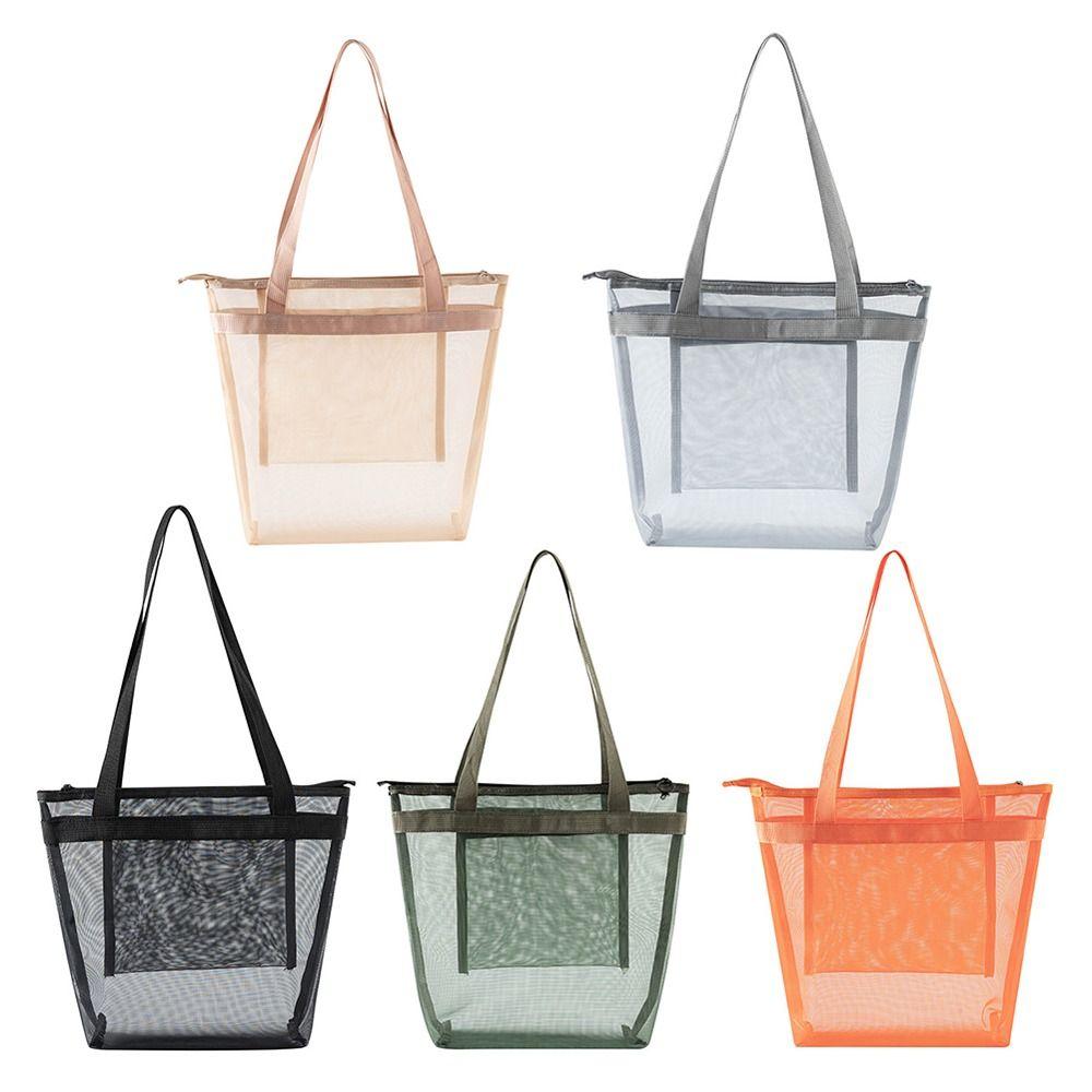 Large Capacity Mesh Beach Bag Lightweight Quick Dry Travel Storage Bag Breathable with Zipper Swim Bag