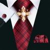 16 Styles Tie with Pearl Brooch for Men Paisley Woven Necktie Hanky Cufflinks Set Wedding Formal