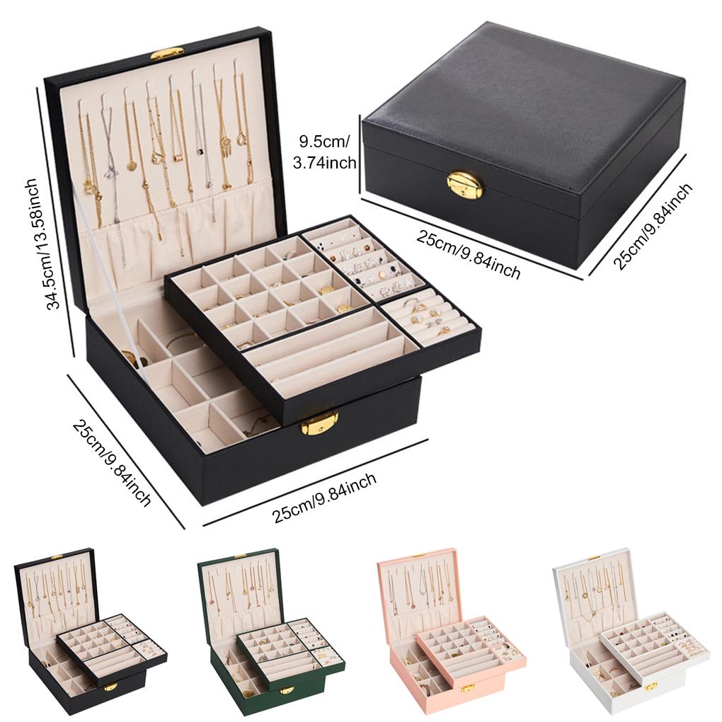 Vintage Doppelschichtiger Schmuckaufsteller Organizer Schmuck Aufbewahrungsbox Ohrringe Ringe Halter Reise Multifunktionsetui