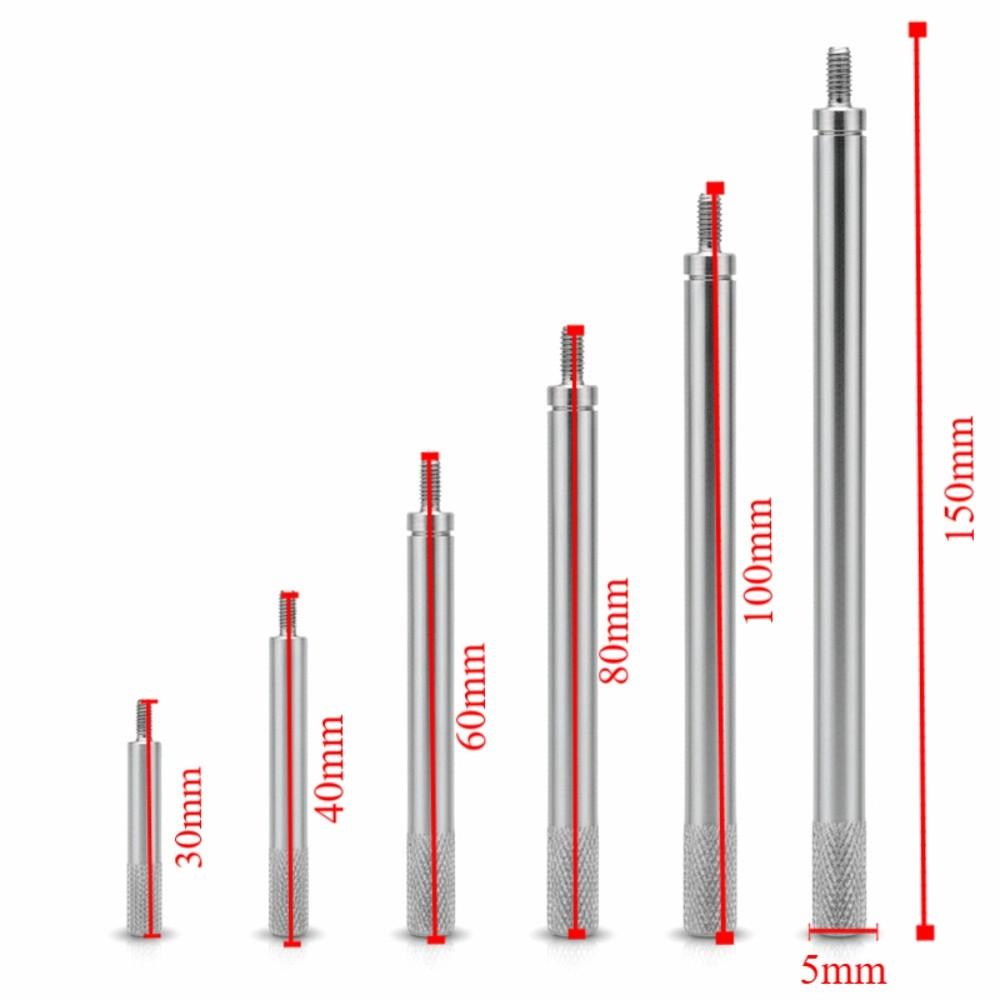 6PCS M2.5 Thread Dial Indicator Extension Rod 5mm Diameter Stainless Steel Digital Indicator Stem 30mm to 150mm