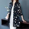 Casual Vintage Polka Dot Button Long Shirt Summer New Office Lady Polo-Neck Three Quarter Sleeve Loose Tops Ladies Clothing