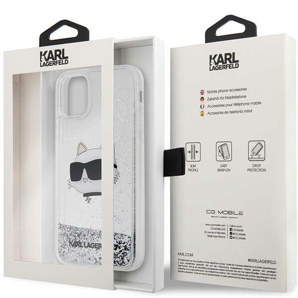 Etui Do iPhone 11 Karl Lagerfeld Glitter Choupette Srebrne