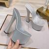 High Nightclub Super High Heels Slippers Women's Work Shoes Catwalk Pole Dance Shoes Waterproof Table