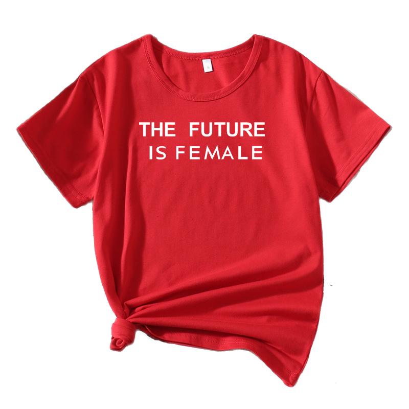 THE FUTURE Summer European and American Style Letter Graphic Round Neck Short Sleeve T-shirt