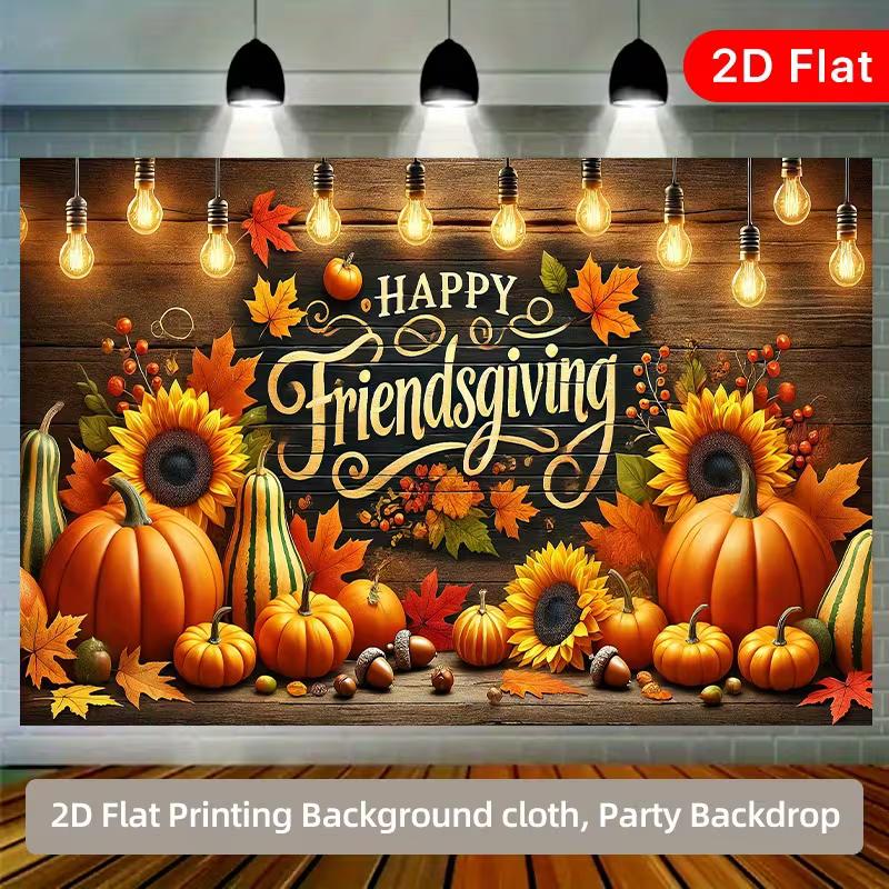 2D Flat Printed Happy Friendsgiving Background Cloth
