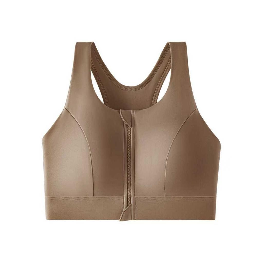Women High Impact Shockproof Front Zipper Sports Bra For Running Fitness Training