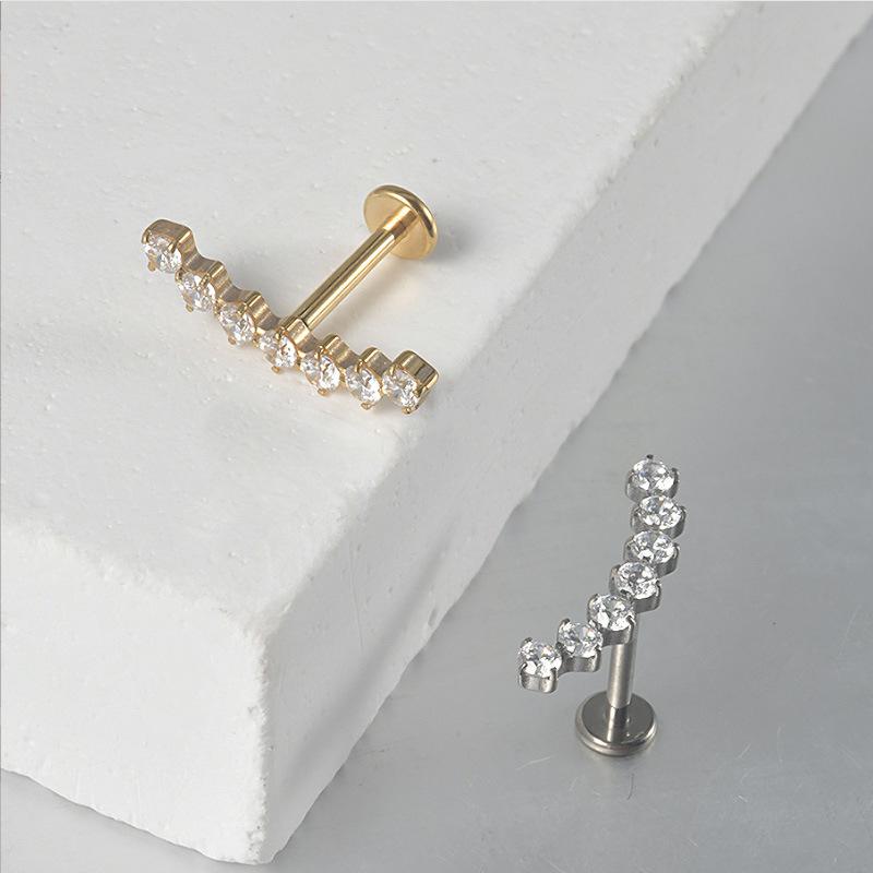 G23 Titanium Zirconia Ear & Lip Stud with Micro-inlaid Zirconia