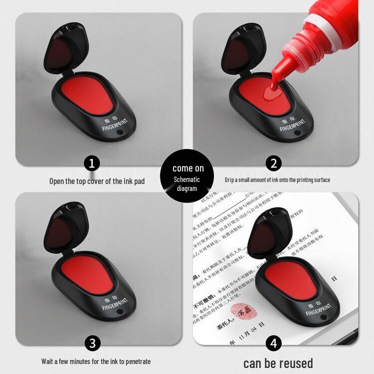Schnelltrocknendes rotes Handabdruck-Stempelkissen - Tragbar und klein