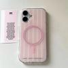Cute Pink Stripes For Magsafe Magnetic Phone Case For iPhone 17 Air 16e 16 Pro Max 15 14 Plus 13 12 Mini 11 Pro Back Cover