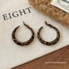 Retro Leopard Print Hoop Earrings: Exaggerated Hong Kong Style with Silver Needle Flocking for Women