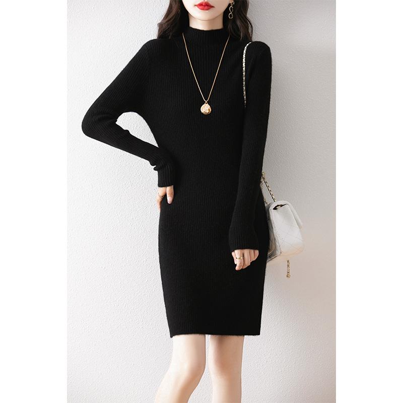 Sukienka damska z kaszmiru Qinghe kaszmir 30% kaszmir 70% wełna jesienno-zimowa spódnica z kaszmiru miękka i ciepła