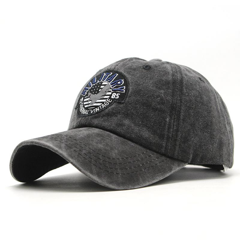 Washed Cotton Eagle Embroidered Baseball Cap Washed Retro Cap Outdoor Sun Hat