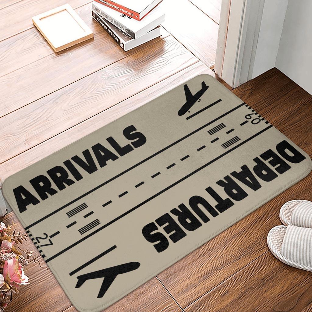 Aviation Airplane Departures Arrivals Floor Door Bath Kitchen Mat Anti-Slip Outdoor Doormat Garden Entrance Rug Carpet Footpad