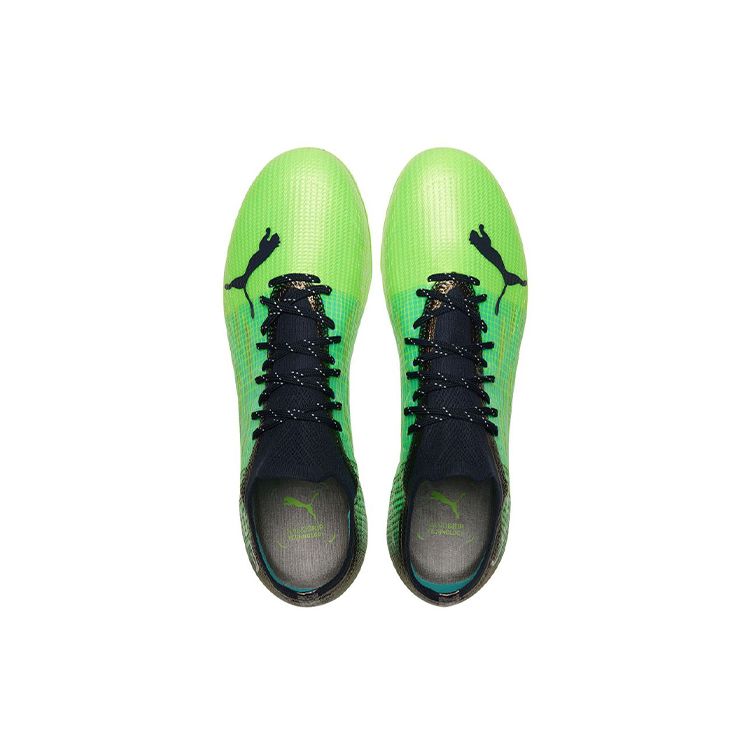 Puma Ultra 1.3 Round Toe Lace-Up MG (Rubber Short Studs) Fabric Synthetic Leather Soccer Shoes Men Soccer Shoes Black Green 106515-04