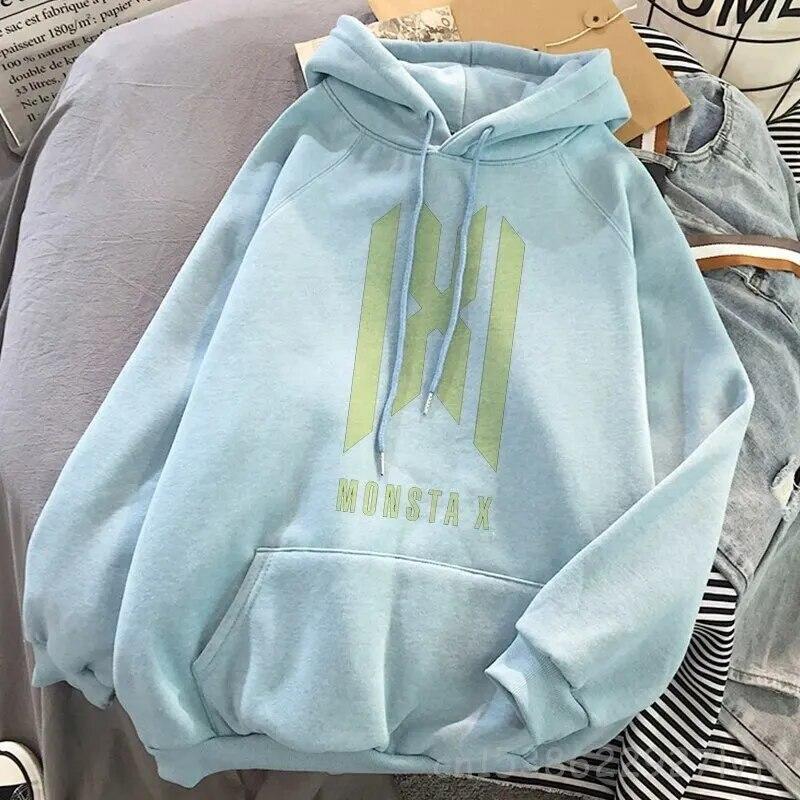 Hipster svetr Monsta X oversized módní mikina s kapucí Harajuku mikina podzimní oblečení ženy mikiny s dlouhým rukávem streetwear unisex mikina