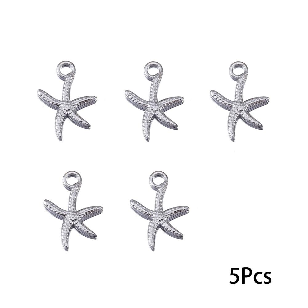 5Pcs Stainless Steel Starfish Pendant Accessory For DIY Bracelet Earring Necklace Beach Jewelry Making Supplies