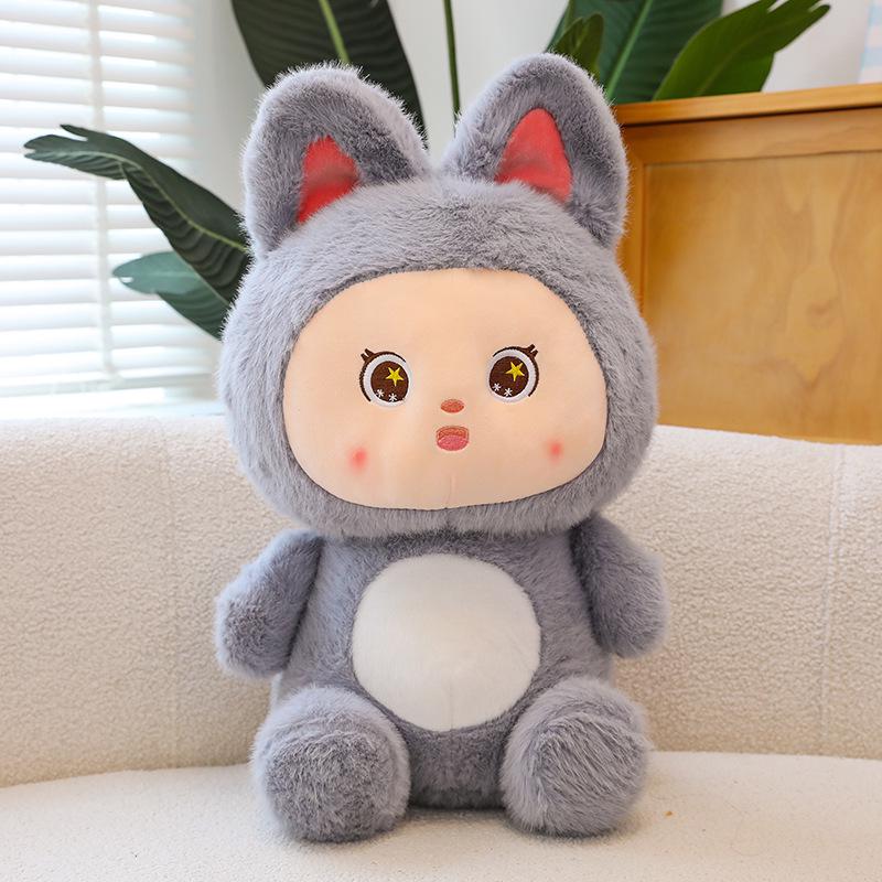 

Transforming Bunny Teddy Bear Plush Doll Pillow 25cm, 0.15kg сірий колір