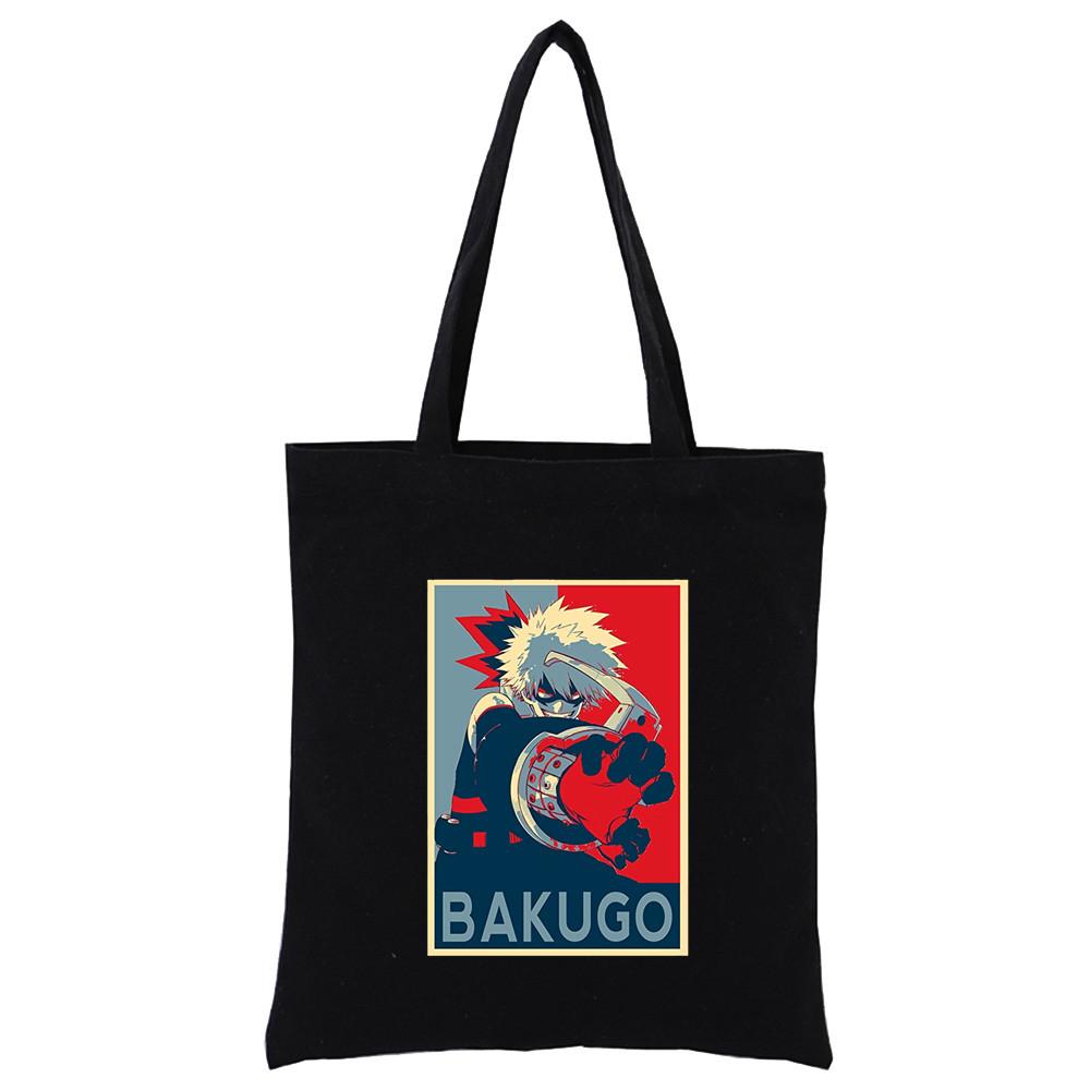 Холщовая сумка-тоут с принтом Бакуго черные сумки в стиле Харадзюку повседневная сумка-тоут для женщин и девочек эко-шоппер сумки на плечо 2426cm 654₽