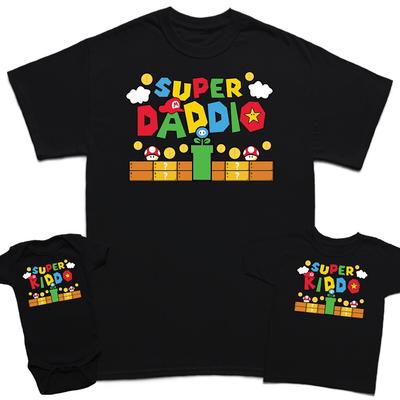Super Mario Daddio Gaming Fathers Day Baby Matching T-Shirts Top #FD