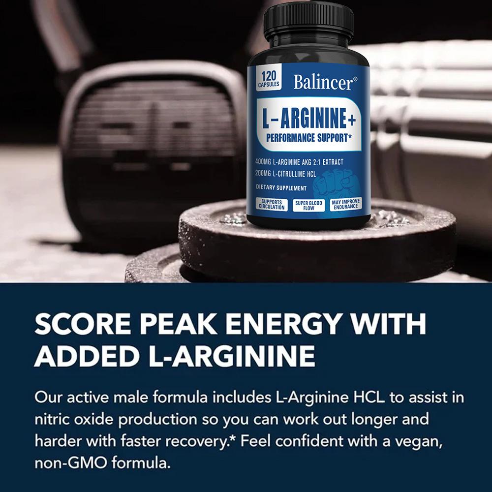 L-Arginin Plus L-Citrullin Kapseln, Leistungsunterstützung & Kreislauf-Supplement, 120 Stück